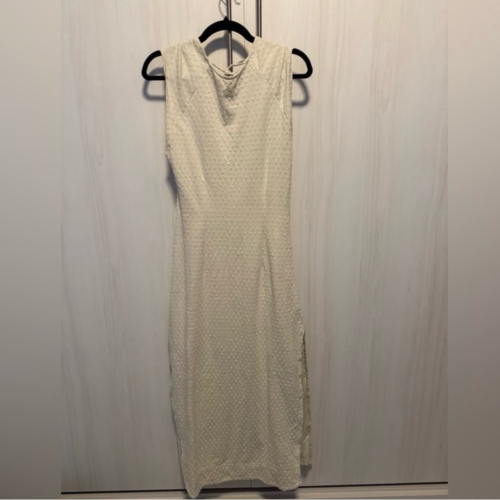 Free People Cream Eyelet Sleeveless Midi Dress Size Large NWT - Picture 5 of 6